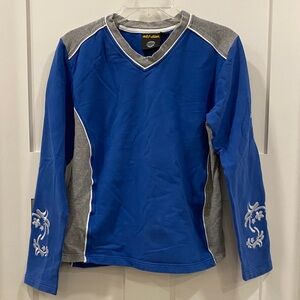 Ski-Doo Blue and Gray Women's Sweatshirt with Floral Embroidery